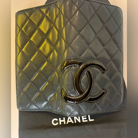 CHANEL Cambon Bi fold Long Wallet Line Coco Mark Leather / Black ~ Neon Pink COA - Picture 15 of 16